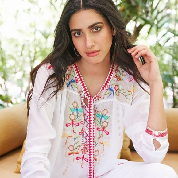 Johnny Was Tops - Johnny Was Dragonfly silk blouse top tunic  M